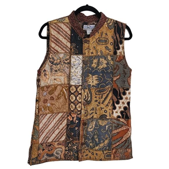Vintage The Planet mixed media patchwork sleeveless top Sz M - Picture 1 of 4